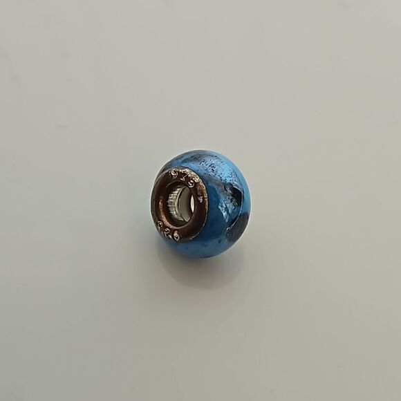 Murano Glass Bead 925 Blue/ Black - Picture 2 of 16